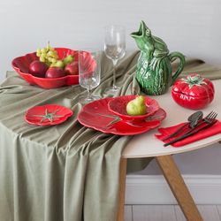Red earthenware appetizer plate, 38 x 36 x 5.5 cm | Tomato