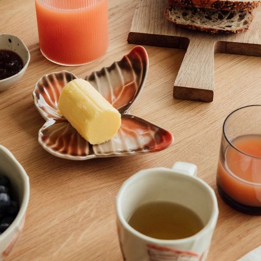 Earthenware bread plate in terracotta, 14.6 x 18.4 x 4.2 cm | Cloudy Butterflies