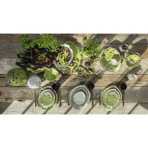 Brödfat i lergods i grönt, 17,5 x 14,8 x 2,1 cm | Kronärtskocka