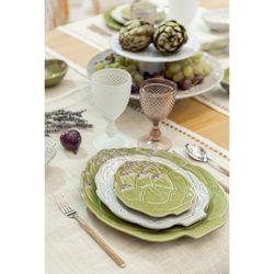 Prato para pão em faiança verde, 17,5 x 14,8 x 2,1 cm | Alcachofra