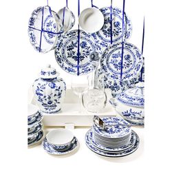 Assiette à pain en porcelaine blanche et bleue, 17,4 x 17,4 x 2 cm | Margao
