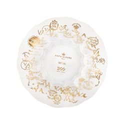 Prato para pão em porcelana branca e dourada, 17,5 x 17,5 x 2,3 cm | 200 anos