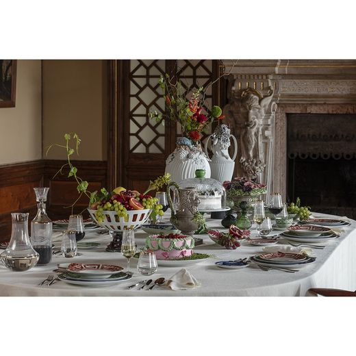 Antique Green and White Porcelain Bread Plate, 16.9 x 16.9 x 1.7 cm | The Meaning