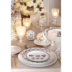 24-piece porcelain dinnerware set in white, biscuit and gold | Paseo