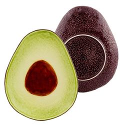 Prato de sobremesa abacate em faiança verde e marrom, 25,2 x 21,3 x 3,4 cm | Frutas Tropicais