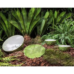 Cherimoya earthenware dessert plate in green, 23 x 21 x 2.7 cm | Tropical Fruits