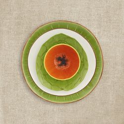 Cherimoya earthenware dessert plate in green, 23 x 21 x 2.7 cm | Tropical Fruits