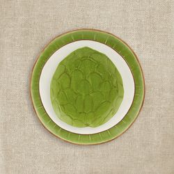 Cherimoya earthenware dessert plate in green, 23 x 21 x 2.7 cm | Tropical Fruits