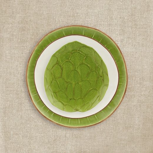 Cherimoya earthenware dessert plate in green, 23 x 21 x 2.7 cm | Tropical Fruits