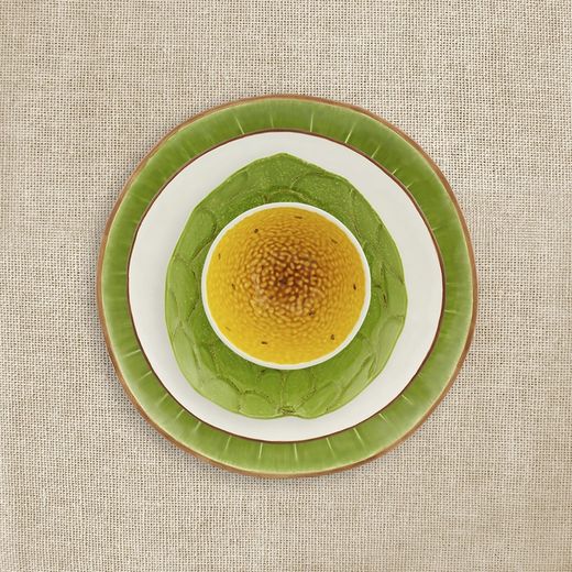 Cherimoya earthenware dessert plate in green, 23 x 21 x 2.7 cm | Tropical Fruits