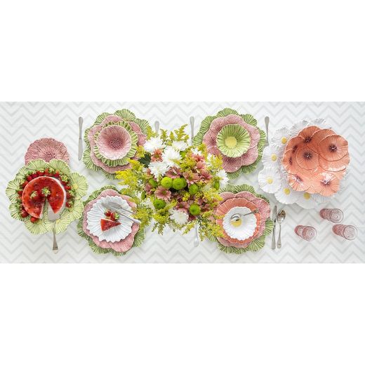 Assiette à dessert Cosmos en faïence verte, 22,5 x 22 x 3 cm | Maria Flor