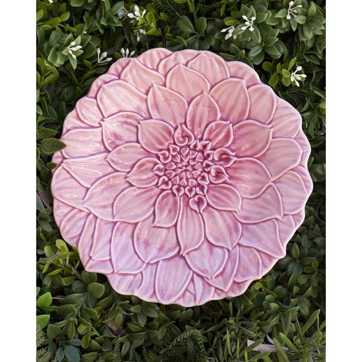 Talerz deserowy z ceramiki Dalia, różowy, Ø 22 x 2 cm | Marii Flor