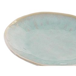 Stoneware dessert plate in turquoise, Ø 21.3 x 3.5 cm | Rough