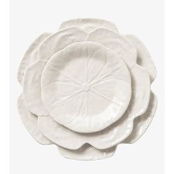 Weißer Dessertteller aus Steingut, Ø 19 x 2,5 cm | Weißkohl