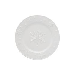 White earthenware dessert plate, Ø 22 x 2 cm | Snowflakes