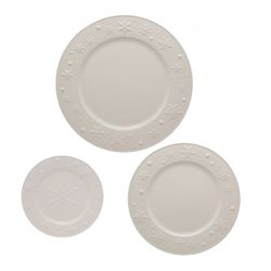 White earthenware dessert plate, Ø 22 x 2 cm | Snowflakes