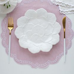 Assiette à dessert en faïence blanche, Ø 22 x 2 cm | Géranium