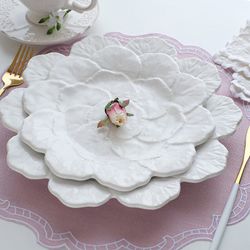 Assiette à dessert en faïence blanche, Ø 22 x 2 cm | Géranium