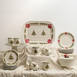 Assiette à dessert en faïence blanche et multicolore, Ø 21 x 2,3 cm | Noël