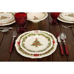 Assiette à dessert en faïence blanche et multicolore, Ø 21 x 2,3 cm | Noël