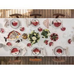 Earthenware dessert plate in maroon and white, Ø 18.5 x 2.5 cm | Fish