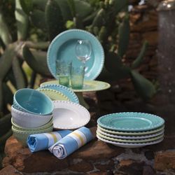 Light grey earthenware dessert plate, 22 x 22 x 2.8 cm | Fantasy