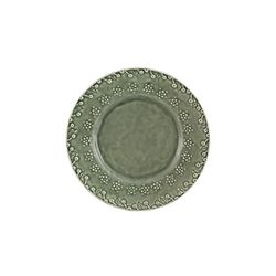Earthenware dessert plate in grey-green, 22.9 x 22.9 x 3 cm | Flora