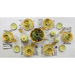 18-piece stoneware dinnerware set in orange and green | Pumpkin