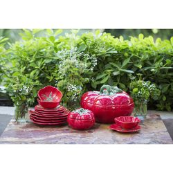 Dessertteller aus Steingut in Rot, 21 x 21 x 2,5 cm | Tomate
