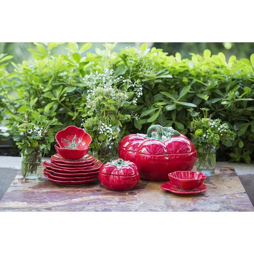 Dessertteller aus Steingut in Rot, 21 x 21 x 2,5 cm | Tomate