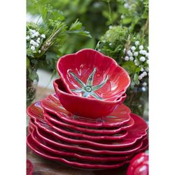 Dessertteller aus Steingut in Rot, 21 x 21 x 2,5 cm | Tomate