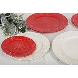 Assiette à dessert en faïence rouge, Ø 22 x 2 cm | Flocons de neige