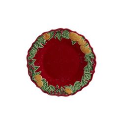 Piatto da dessert in terracotta rossa e multicolore, Ø 22 x 2,2 cm | Ghirlanda di Natale