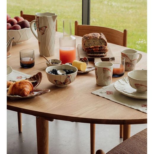 Terracotta earthenware dessert plate, 31.1 x 25.4 x 5.6 cm | Cloudy Butterflies