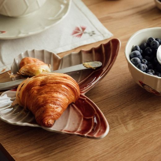 Terracotta earthenware dessert plate, 31.1 x 25.4 x 5.6 cm | Cloudy Butterflies