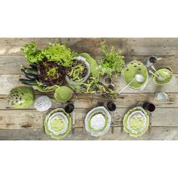 Vaisselle en faïence 18 pièces en vert | Artichaut