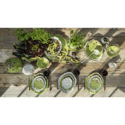 Vaisselle en faïence 18 pièces en vert | Artichaut