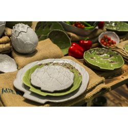 Vaisselle en faïence 18 pièces en vert | Artichaut