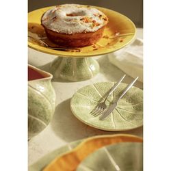 Assiette à dessert en faïence verte et blanche, Ø 20 x 2,5 cm | Melon