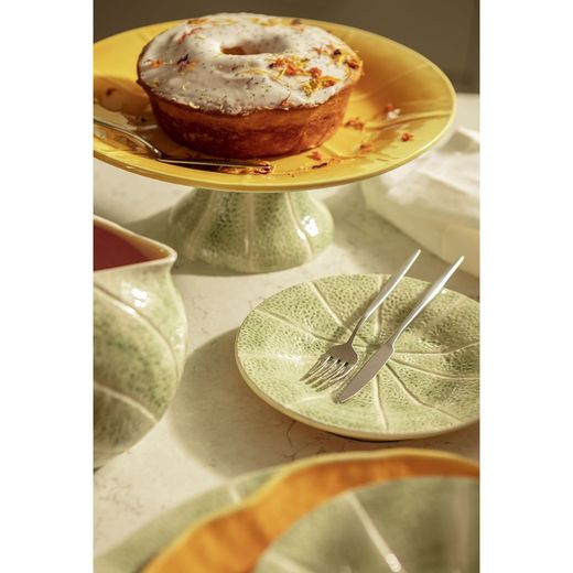 Assiette à dessert en faïence verte et blanche, Ø 20 x 2,5 cm | Melon