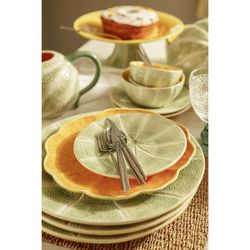 Assiette à dessert en faïence verte et blanche, Ø 20 x 2,5 cm | Melon