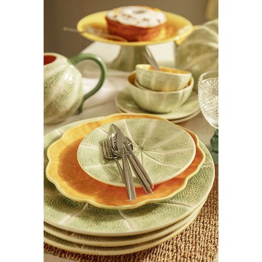 Assiette à dessert en faïence verte et blanche, Ø 20 x 2,5 cm | Melon