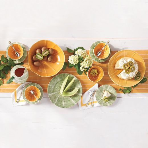 Assiette à dessert en faïence verte et blanche, Ø 20 x 2,5 cm | Melon