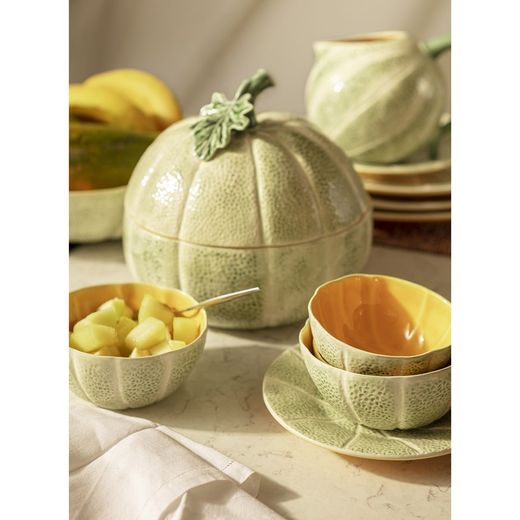 Assiette à dessert en faïence verte et blanche, Ø 20 x 2,5 cm | Melon