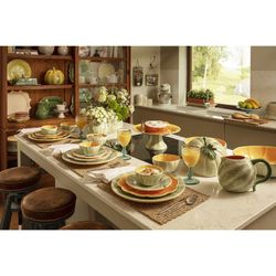 Assiette à dessert en faïence verte et blanche, Ø 20 x 2,5 cm | Melon