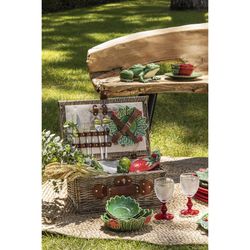 Vaisselle en faïence 24 pièces rouge et vert | Fraises