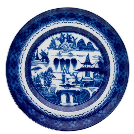 Assiette à dessert en porcelaine bleue et blanche, 21,6 x 21,6 x 2,6 cm | Blue Canton
