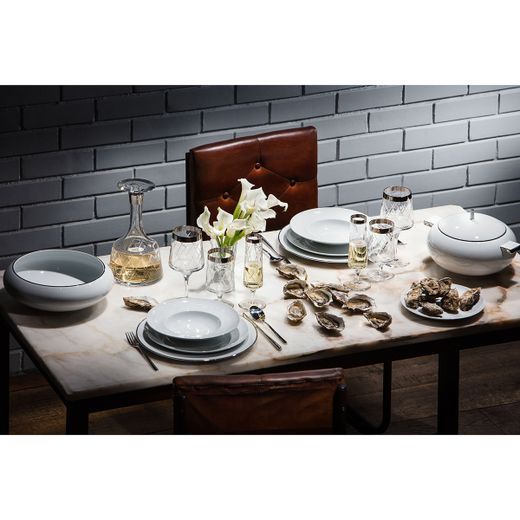 Hvid porcelæns desserttallerken, 22,9 x 22,9 x 2,2 cm | Eternal