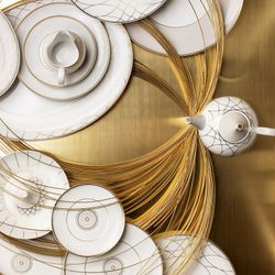 18-piece porcelain dinnerware set in white, beige and gold | Terrace