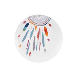 Vajilla de 18 piezas de porcelana en blanco y multicolor | Atrapasueños